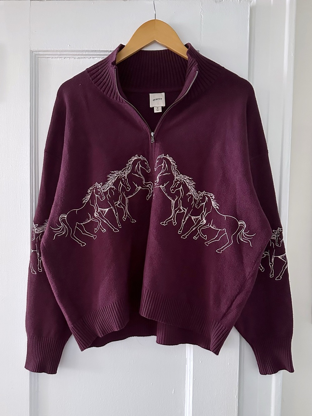 Anthropologie Maeve Montana Mock Neck Half Zip Sweater